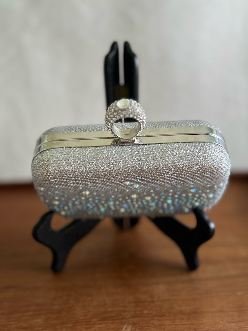 Charming Charlie RSVP Crystal Embellished Silver Evening Clutch - Picture 3 of 11